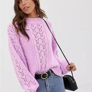 ASOS lilac open stitch sweater in fluffy yarn